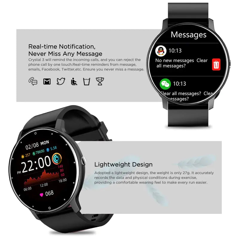 New Smart Watch Men Full Touch Screen Sport Fitness Watch